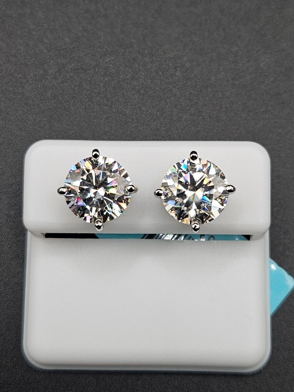 925 Sterling Silver 10mm Moissanite Stud Earrings 8CTW